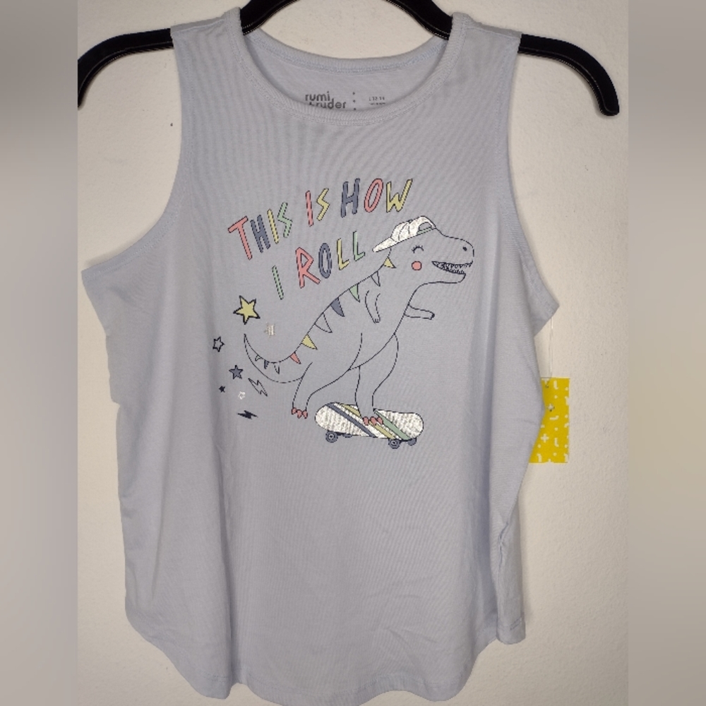 NWT Rumi + Ryder Girl's Blue/Dinosaur "This is How I Roll" Tank Multiple Sizes